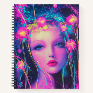 Neon Alien Goddess Notebook