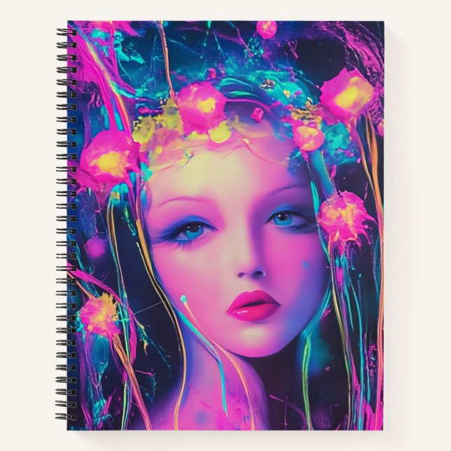 Neon Alien Goddess  Notebook (Front)
