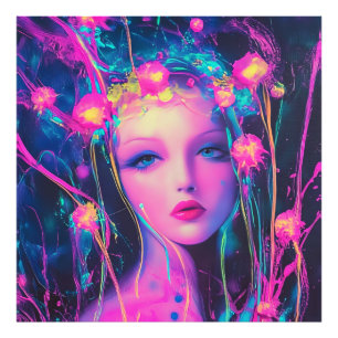 Neon Alien Goddess Photo Print