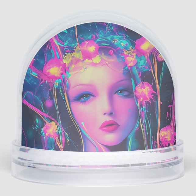 Neon Alien Goddess  Snowglobe (Front)