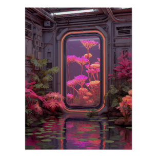 Neon Alien Greenhouse Pod Poster