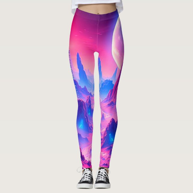 Neon Alien Planet Leggings | Activewear (Front)