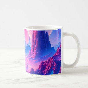 Neon Alien Planet Mug Coupe de café cosmique Sci