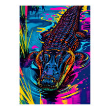 Neon Alligator Swamp Art