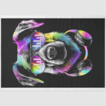 Neon Alsation with headphones Tissue Paper