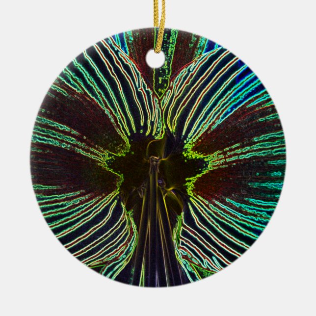 Neon Amaryllis Ceramic Ornament (Front)