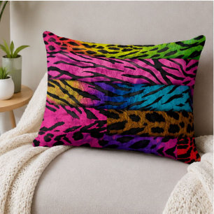 Neon Animal Print Colorful Zebra Leopard Cheetah Accent Pillow