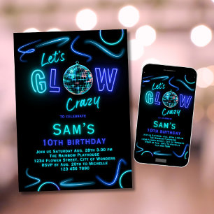 Neon Anniversaire Invitation Garçons Faisons Fou
