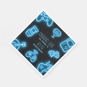Neon Any year video games birthday  Napkin