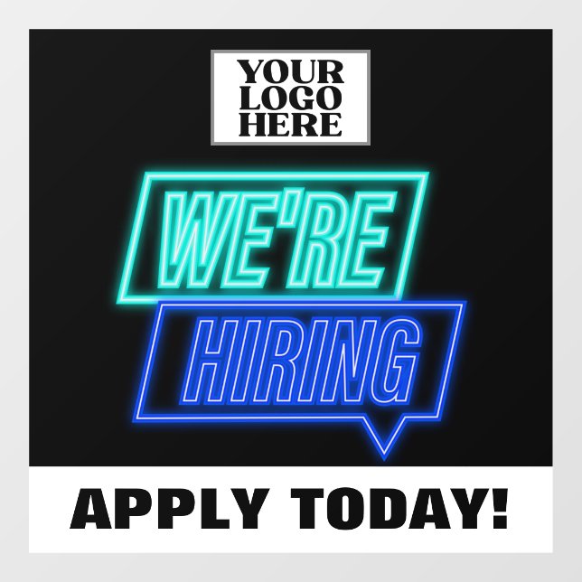 Neon Apply Today We Are Hiring Business Window Cling (Sheet)