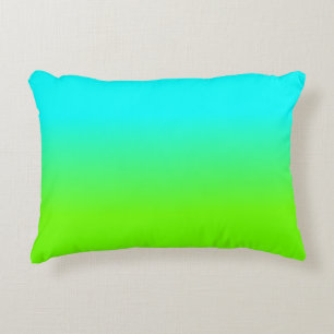 Neon Aqua and Neon Green Ombré  Shade Colour Fade Accent Pillow