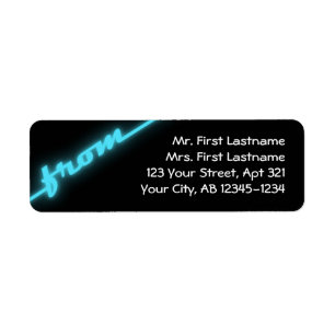 Neon Aqua Blue & Black Return Address Labels