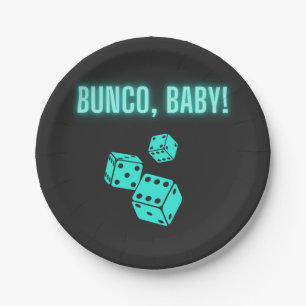 Neon Aqua Bunco Baby Paper Plate