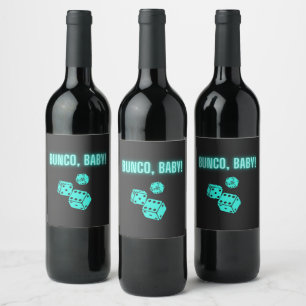 Neon Aqua Bunco Baby Wine Label