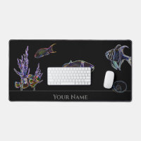 Neon aquarium black with clownfish and marine fish