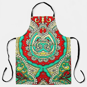 Neon arabesque ornament: 80s style. apron