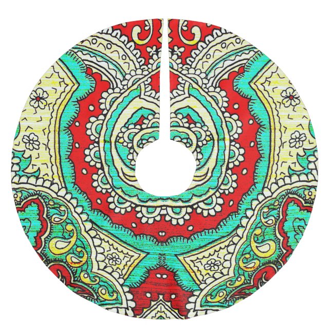 Neon arabesque ornament: 80s style. brushed polyester tree skirt (Front)