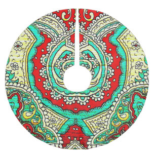 Neon arabesque ornament: 80s style. brushed polyester tree skirt