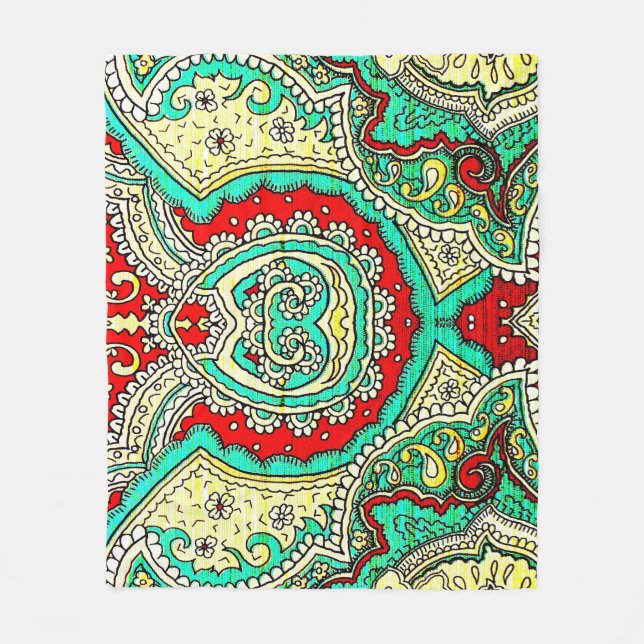 Neon arabesque ornament: 80s style. fleece blanket (Front)