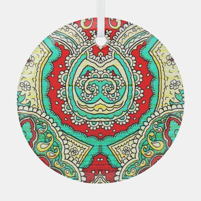 Neon arabesque ornament: 80s style. glass ornament (Front)