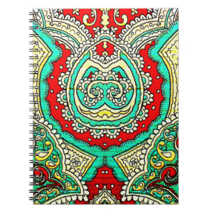 Neon arabesque ornament: 80s style. notebook