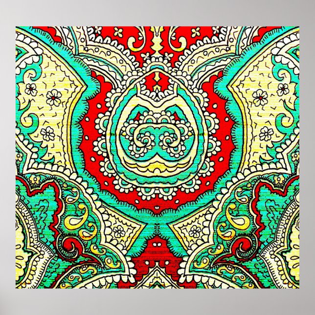 Neon arabesque ornament: 80s style. poster (Front)