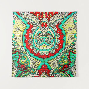 Neon arabesque ornament: 80s style. tapestry