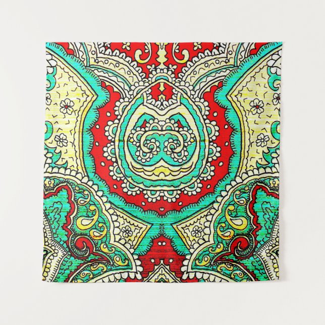 Neon arabesque ornament: 80s style. tapestry (Front)