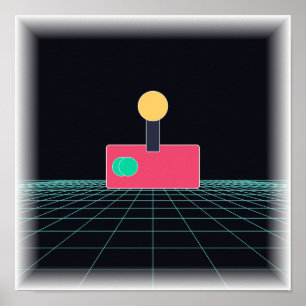 Neon Arcade Joystick - Retro Gaming Wall Art