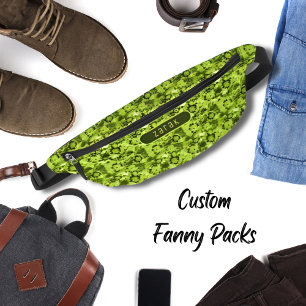 Neon & Army Green Shibori Pattern Cool Men Fanny Pack