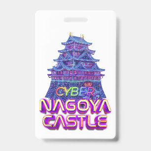 Neon art of "Nagoya Castle" in cyberpunk style Badge