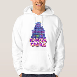 Neon art of "Nagoya Castle" in cyberpunk style Hoodie