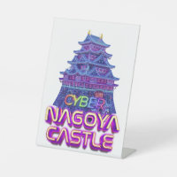 Neon art of "Nagoya Castle" in cyberpunk style