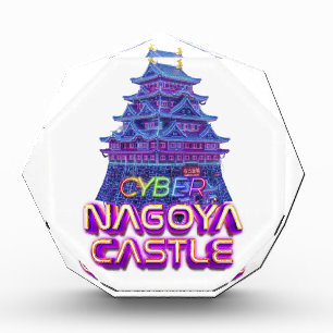 Neon art of "Nagoya Castle" in cyberpunk style Photo Block