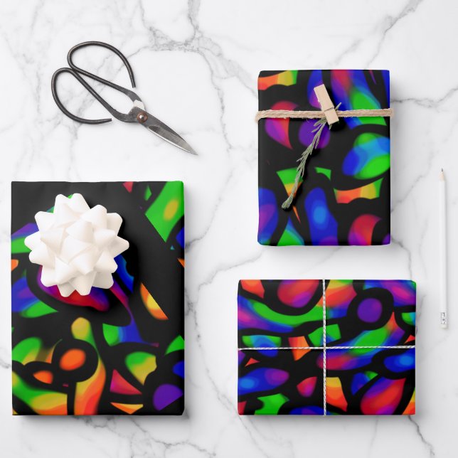 Neon Art Wrapping Paper Sheet (Front)