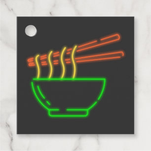 Neon Asian Noodle Bowl Favour Tags