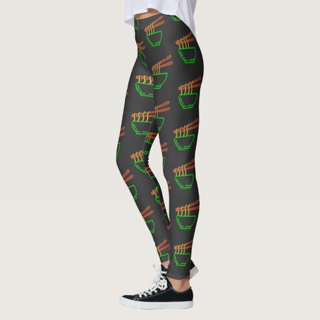 Neon Asian Noodle Bowl Pattern Leggings (Left)