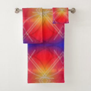 Neon Attractions Layered Abstract Design Bath Towel Set
