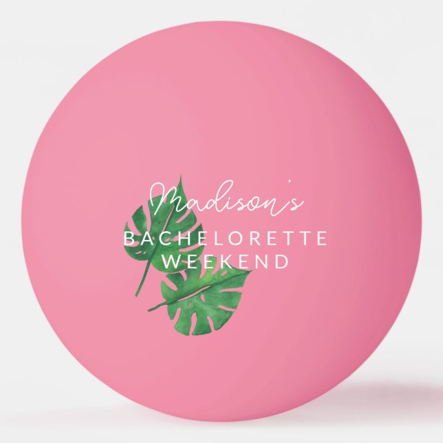 Neon Bachelorette Beach Games Pink Ping Pong Ball (Front)