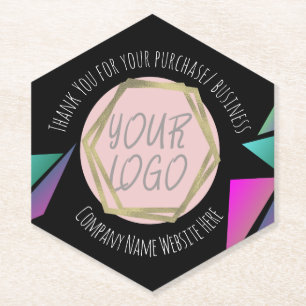 Neon Bar Restaurant Company Business Logo Square P Paper Coaster