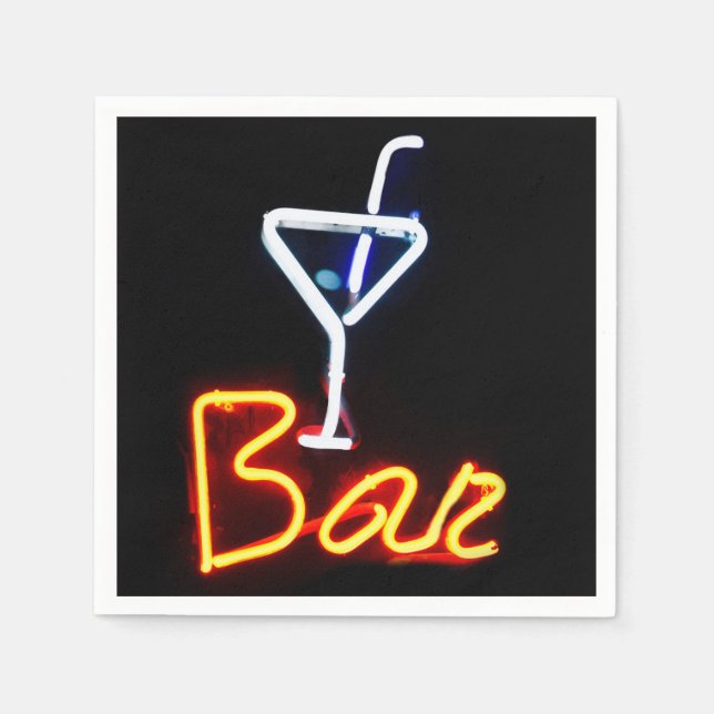 Neon Bar Sign Cocktail Napkin (Front)