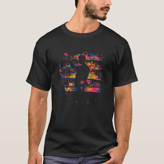 Neon Bartender Liquid vibes T-Shirt (Front)
