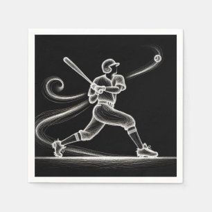 Neon Baseball Player Swinging A Bat Napkin