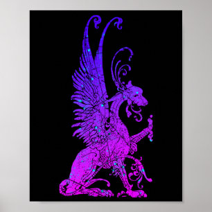 Neon Basilisk Monster Symbol Dragon Ancient Beast Poster