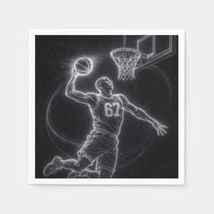 Neon Basketball Player Number 67 Napkin