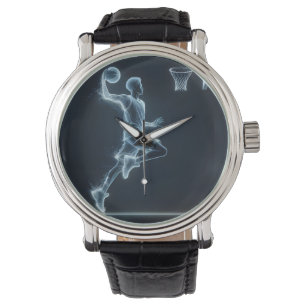 Neon Basketball Player With Light Trails Watch