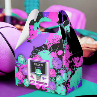 Neon Basketball Sneakers & Paint Splatter Birthday Favor Box