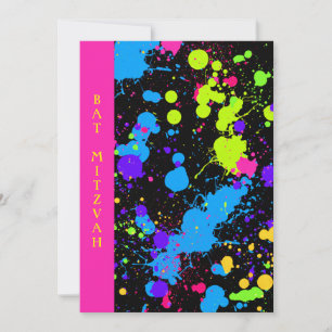 Neon, Bat Mitzvah, Custom Invitation