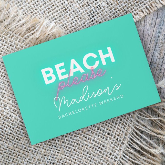 Neon Beach Please Colourful Minimalist Bachelorett Envelope (Creator Uploaded)