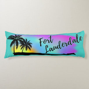 Neon Beach Skies At Fort Lauderdale Body Pillow